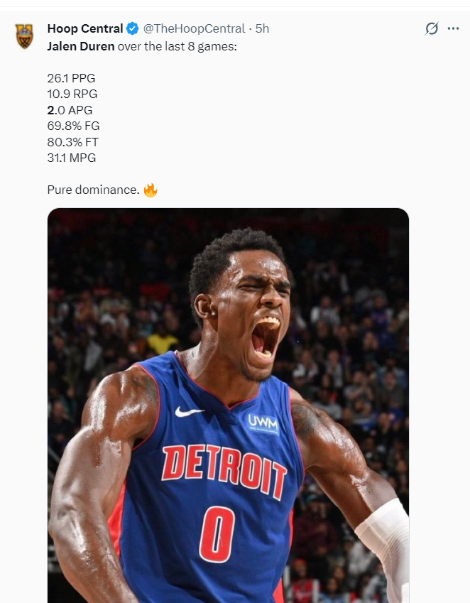 杜伦统治赛场助活塞大胜鹈鹕